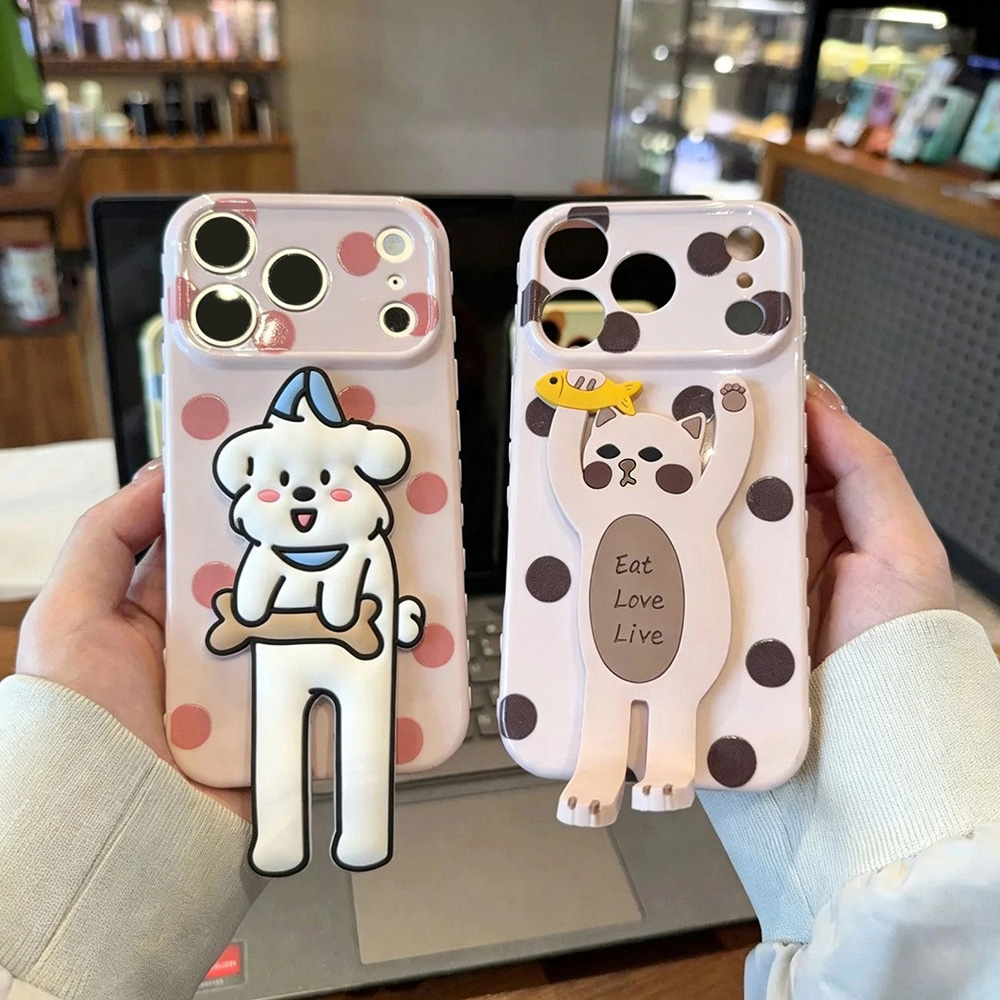 Phone Cases With Stand - เคสโทรศัพท์ลายจุดน่ารักสำหรับ Samsung A57 A37 A56 A55