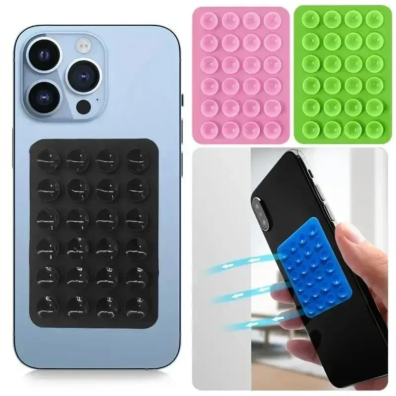 Phone Cases With Stand - แผ่นยึดโทรศัพท์ซิลิโคนอเนกประสงค์แบบสุญญากาศ ติดผนัง รูปทรงสี่เหลี่ยม กันลื่น แบบด้านเดียว ติดด้านหลังเคส