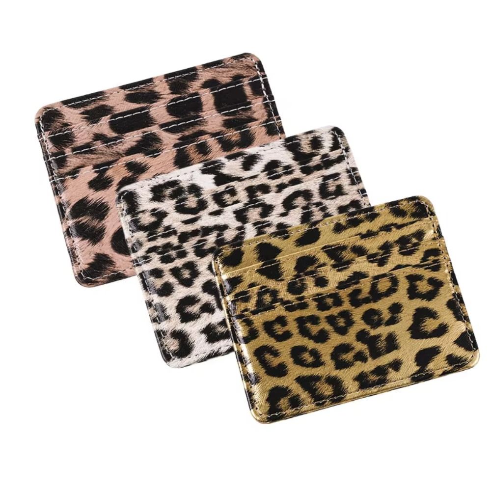 Slim Card Slot Case - กระเป๋าใส่บัตรหนัง PU ลายเสือดาวแบบคลาสสิก กระเป๋าใส่บัตรเครดิตและบัตรประจำตัวแบบบาง หลายช่อง สำหรับทุกเพศ