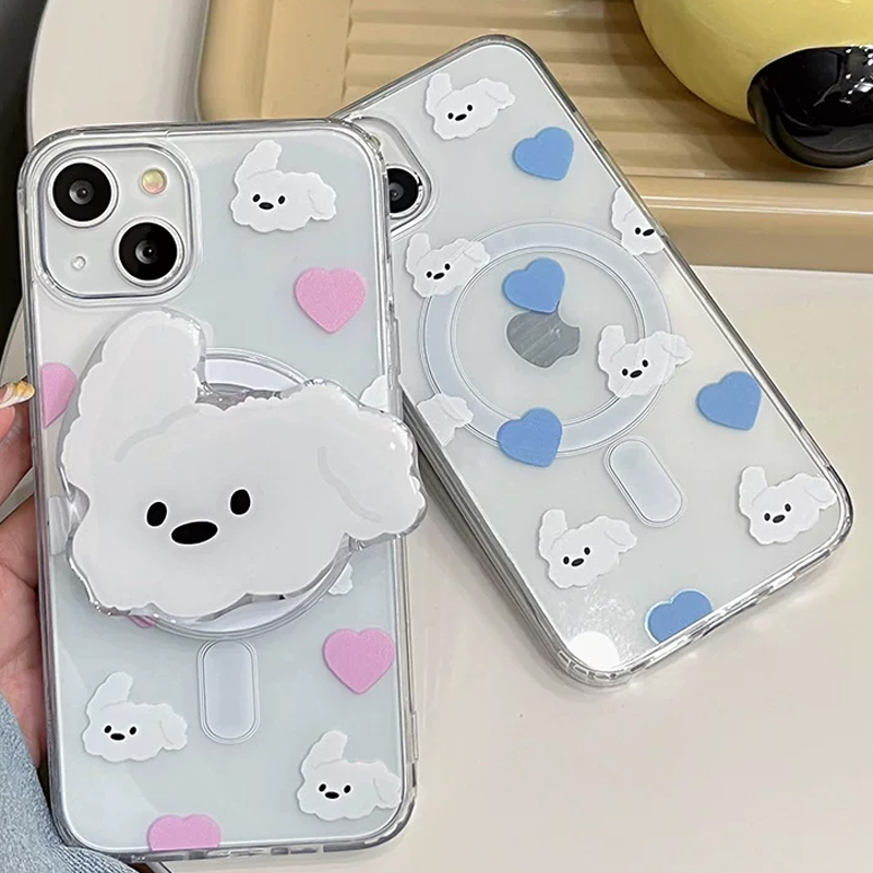 Phone Cases Japanese - เคสโทรศัพท์มือถือ Magsafe ลายสุนัขสีชมพูและสีฟ้าสไตล์ญี่ปุ่นและเกาหลี สำหรับ iPhone 17