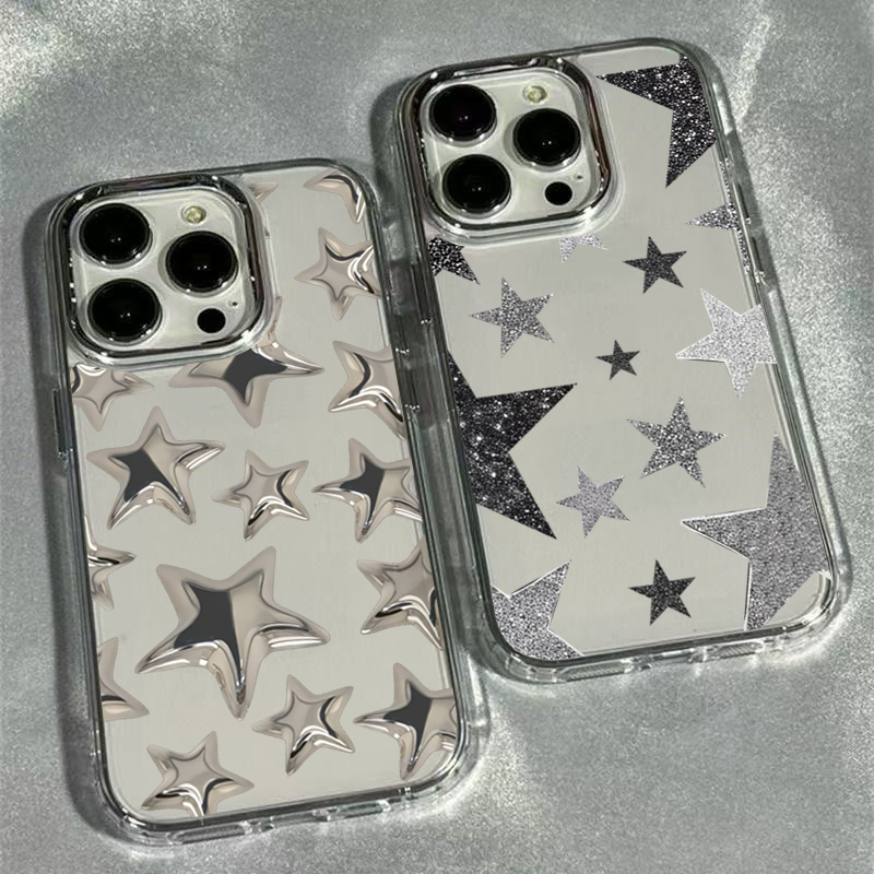 Phone Cases Pinterest - เคสโทรศัพท์ใสลายดาวระยิบระยับทันสมัย สำหรับ iPhone 17 16 Pro