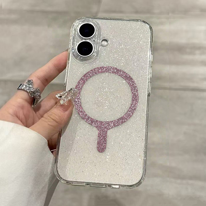 Phone Cases Pinterest - เคสโทรศัพท์แม่เหล็กใสแบบมีกลิตเตอร์ สำหรับ iPhone 17 16 Pro