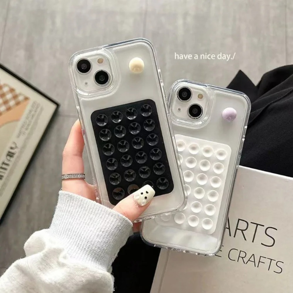 Phone Cases With Stand - แผ่นยึดโทรศัพท์ซิลิโคนแบบดูดติดผนังอเนกประสงค์ ฐานยึดแบบสี่เหลี่ยม กันลื่น ติดด้านเดียว แบบแปะหลังโทรศัพท์