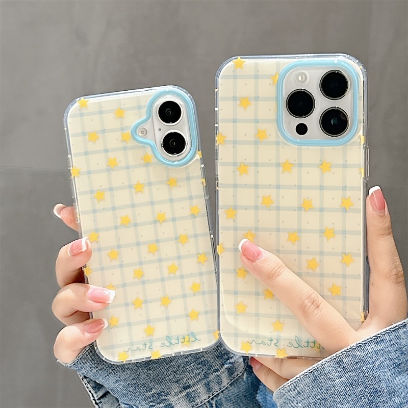 Phone Cases Mous - เคสโทรศัพท์ลายตารางดาวสีเหลือง สำหรับ iPhone 17 Pro 16