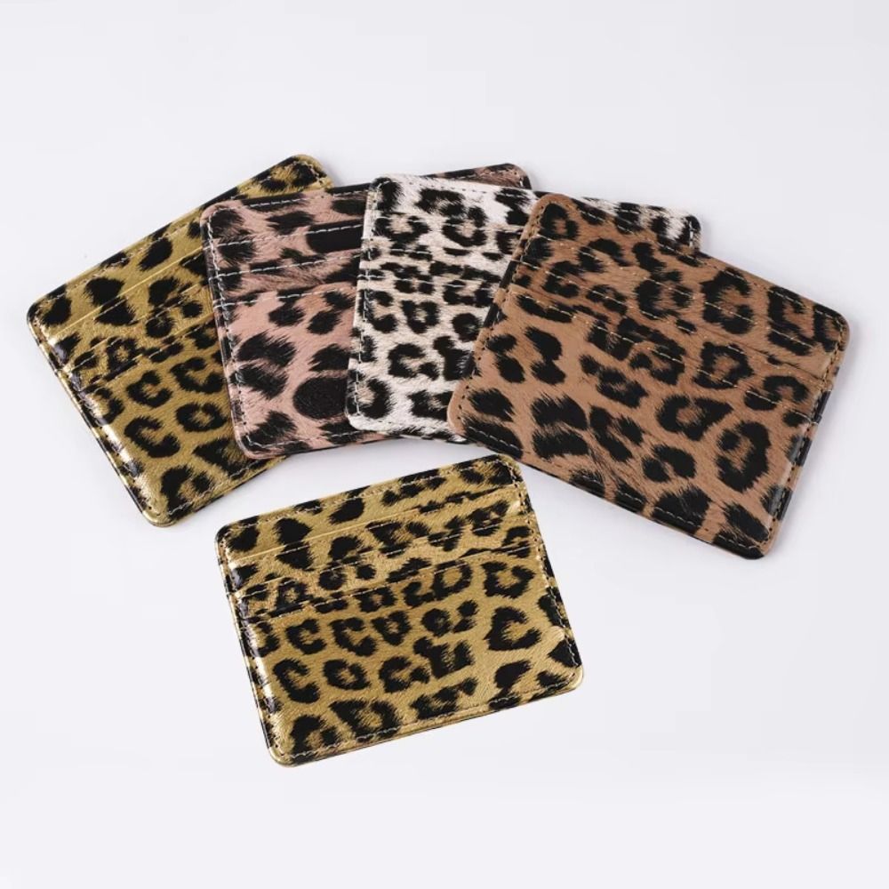 Slim Card Slot Case - คลาสสิก PU หนังเสือดาวพิมพ์กระเป๋าสตางค์ Slim Multi Slot