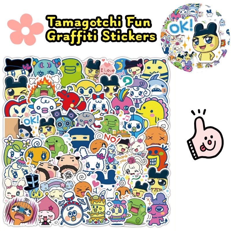Phone Cases Japanese - สติกเกอร์ทามาก็อตจิญี่ปุ่น สัตว์เลี้ยงอิเล็กทรอนิกส์ แมเมทจิ คุชิปาตชิ สติกเกอร์ไวนิลลายกราฟฟิตี้ สำหรับขวดน้ำ