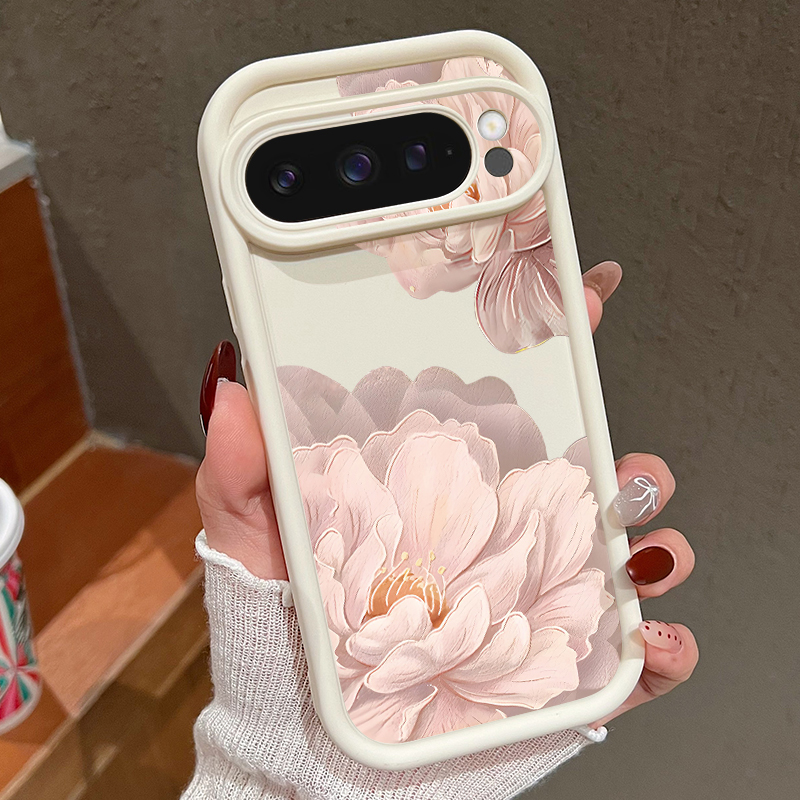 Phone Cases Google Pixel 9A - ดอกไม้สีชมพูลวดลายเคสโทรศัพท์ TPU นุ่มสำหรับกูเกิลพิกเซล 10 9 8