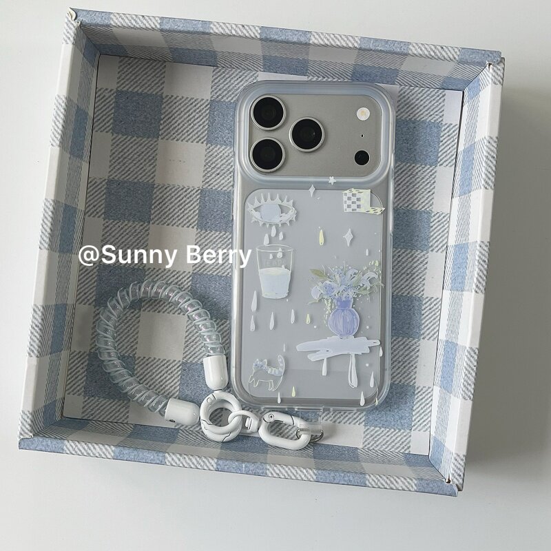 Phone Cases Mous - เคสโทรศัพท์ลายแจกันน้ำตาสีน้ำเงินสไตล์เกาหลี สำหรับ iPhone 17Air 16 15