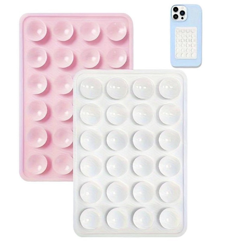 Phone Cases With Stand - ที่ยึดติดผนังแบบสุญญากาศอเนกประสงค์ แผ่นซิลิโคนกันลื่นสำหรับวางโทรศัพท์มือถือ รูปทรงสี่เหลี่ยม แบบด้านเดียว ติดด้วยสติกเกอร์ด้านหลัง