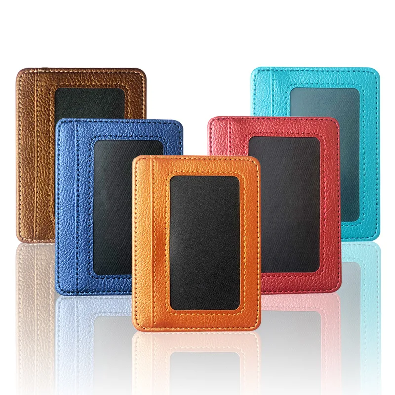 Slim Card Slot Case - ใหม่บาง PU หนังกระเป๋าสตางค์มินิ Slim Bank บัตรเครดิต