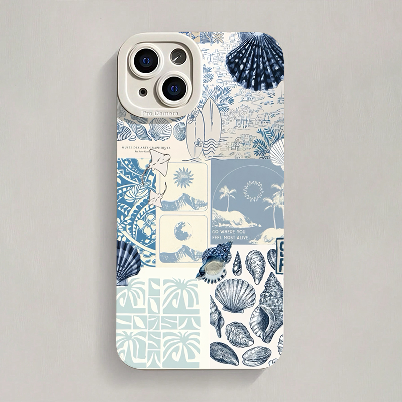 Phone Cases Mous - เคสโทรศัพท์ลายเปลือกหอยและสาหร่ายทะเลสไตล์มหาสมุทร สำหรับ iPhone 17 16 15