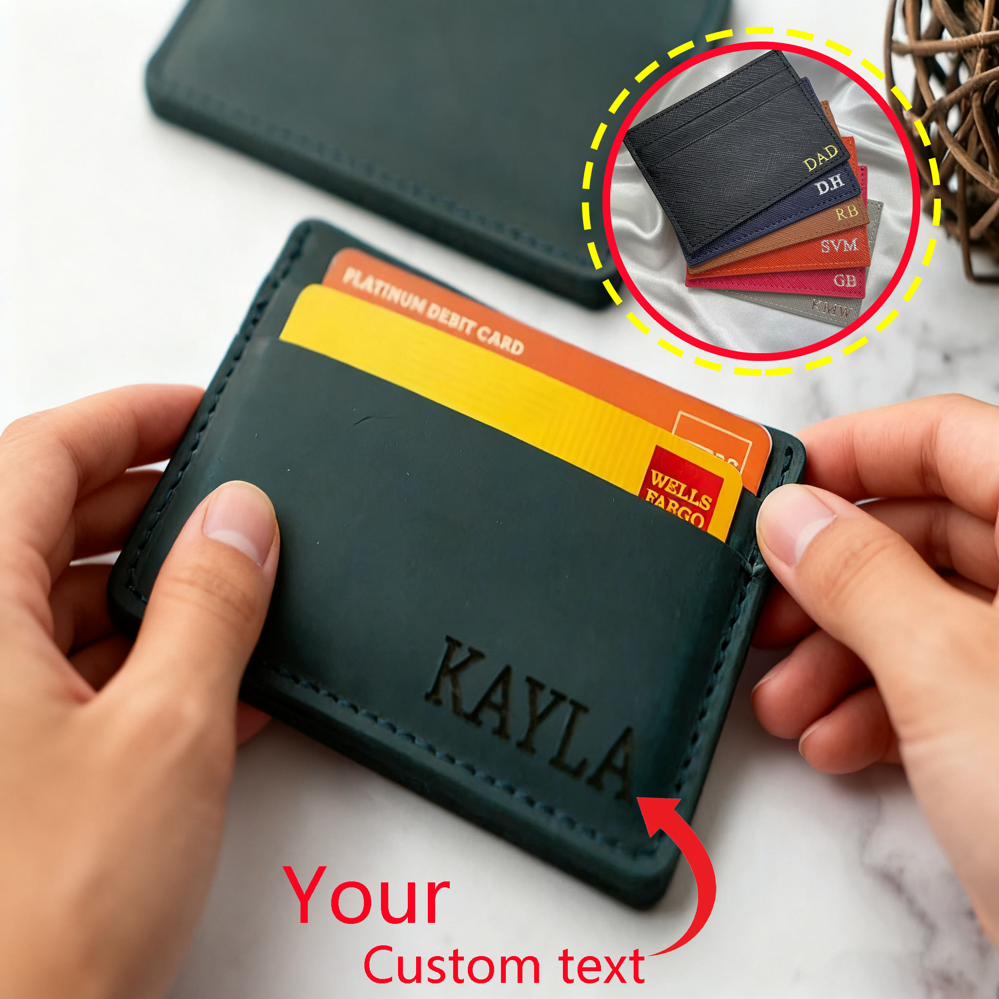 Slim Card Slot Case - ซองใส่บัตรหนังแท้คุณภาพสูงแบบกำหนดเอง ช่องใส่บัตรหลายช่อง ซองใส่บัตรบาง พกพาสะดวกสำหรับเดินทางท่องเที่ยวกลางแจ้ง กระเป๋าสตางค์ใบเล็กใส่บัตรเครดิต