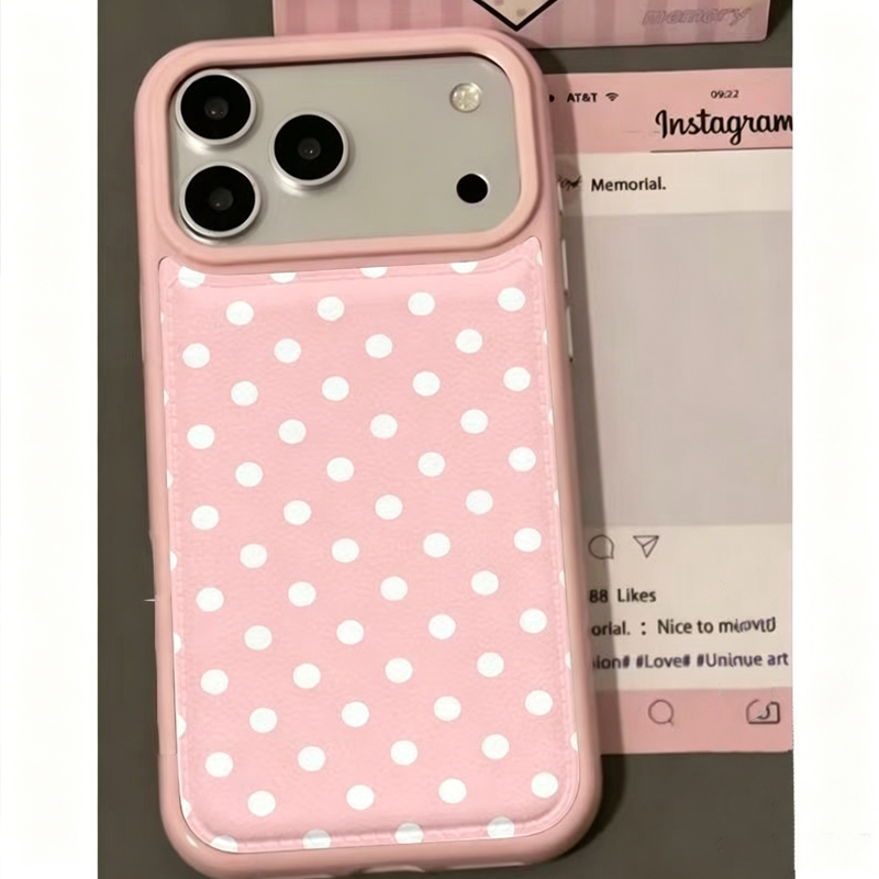 เคสโทรศัพท์หนังลายจุดสีชมพูสไต - Phone Cases Y2K บทวิจารณ์และราคา
