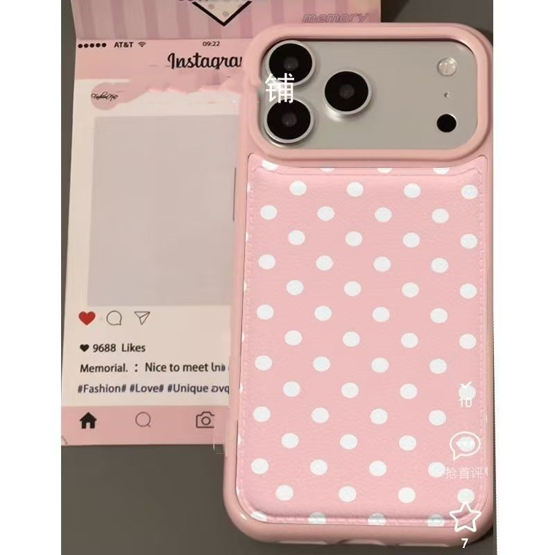 เคสโทรศัพท์หนังลายจุดสีชมพูสไต - Phone Cases Y2K บทวิจารณ์และราคา