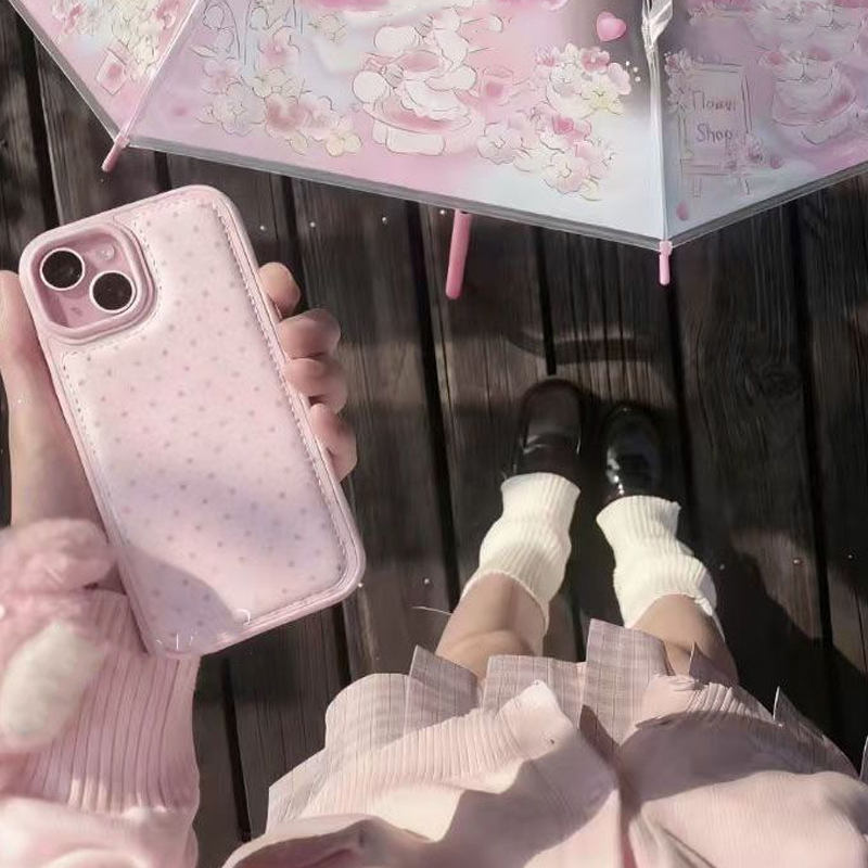 เคสโทรศัพท์หนังลายจุดสีชมพูสไต - Phone Cases Y2K บทวิจารณ์และราคา