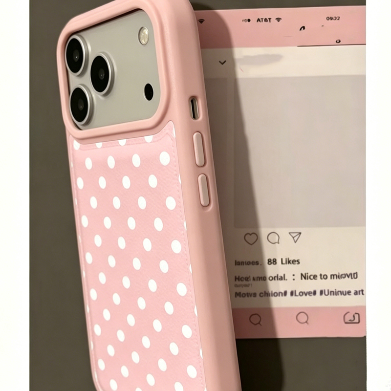 เคสโทรศัพท์หนังลายจุดสีชมพูสไต - Phone Cases Y2K บทวิจารณ์และราคา