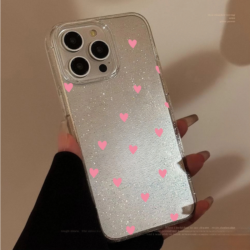 เคสโทรศัพท์ใสลายจุดหัวใจวิบวับ - Phone Cases Pinterest บทวิจารณ์และราคา