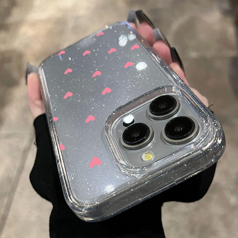 เคสโทรศัพท์ใสลายจุดหัวใจวิบวับ - Phone Cases Pinterest บทวิจารณ์และราคา